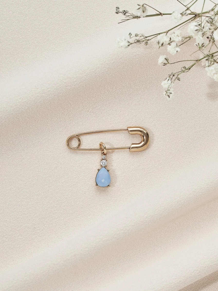 "Olive & Piper Something Blue Pearl Bridal Pin - Elegant Wedding Accessory for Bride"