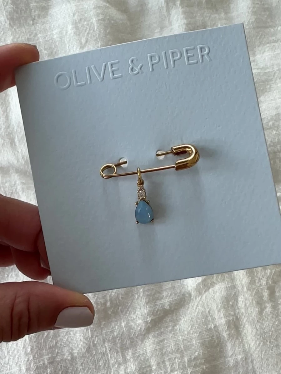 "Olive & Piper Something Blue Pearl Bridal Pin - Elegant Wedding Accessory for Bride"