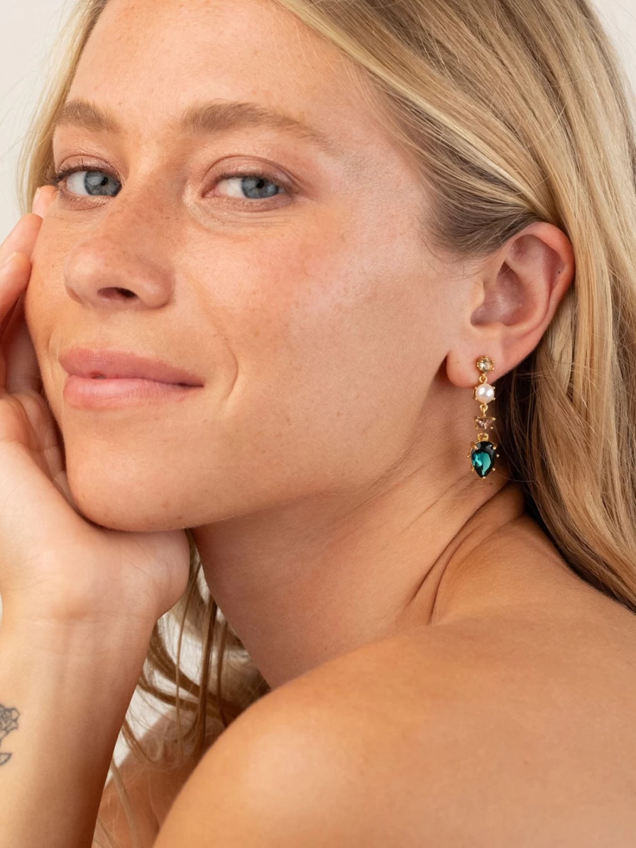 Olive & Piper Gold Augustine Drops - Rosewood Earrings