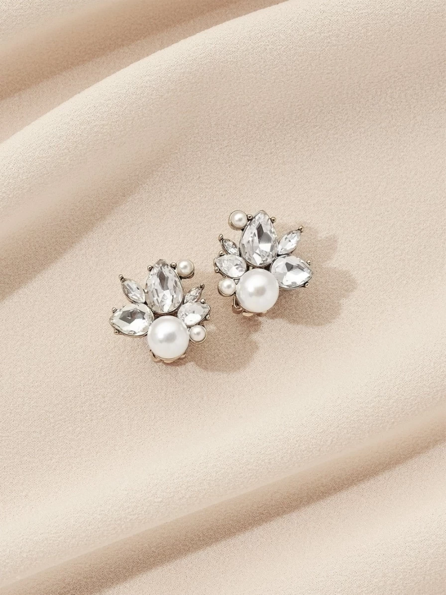 Olive & Piper Gold Bordeaux Clip-On Stud Earrings for Women