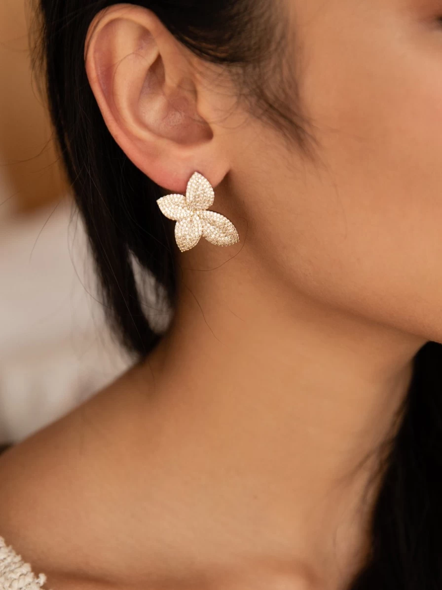Olive & Piper Primrose Clip-On Stud Earrings – Gold-Tone Elegant Formal Wear