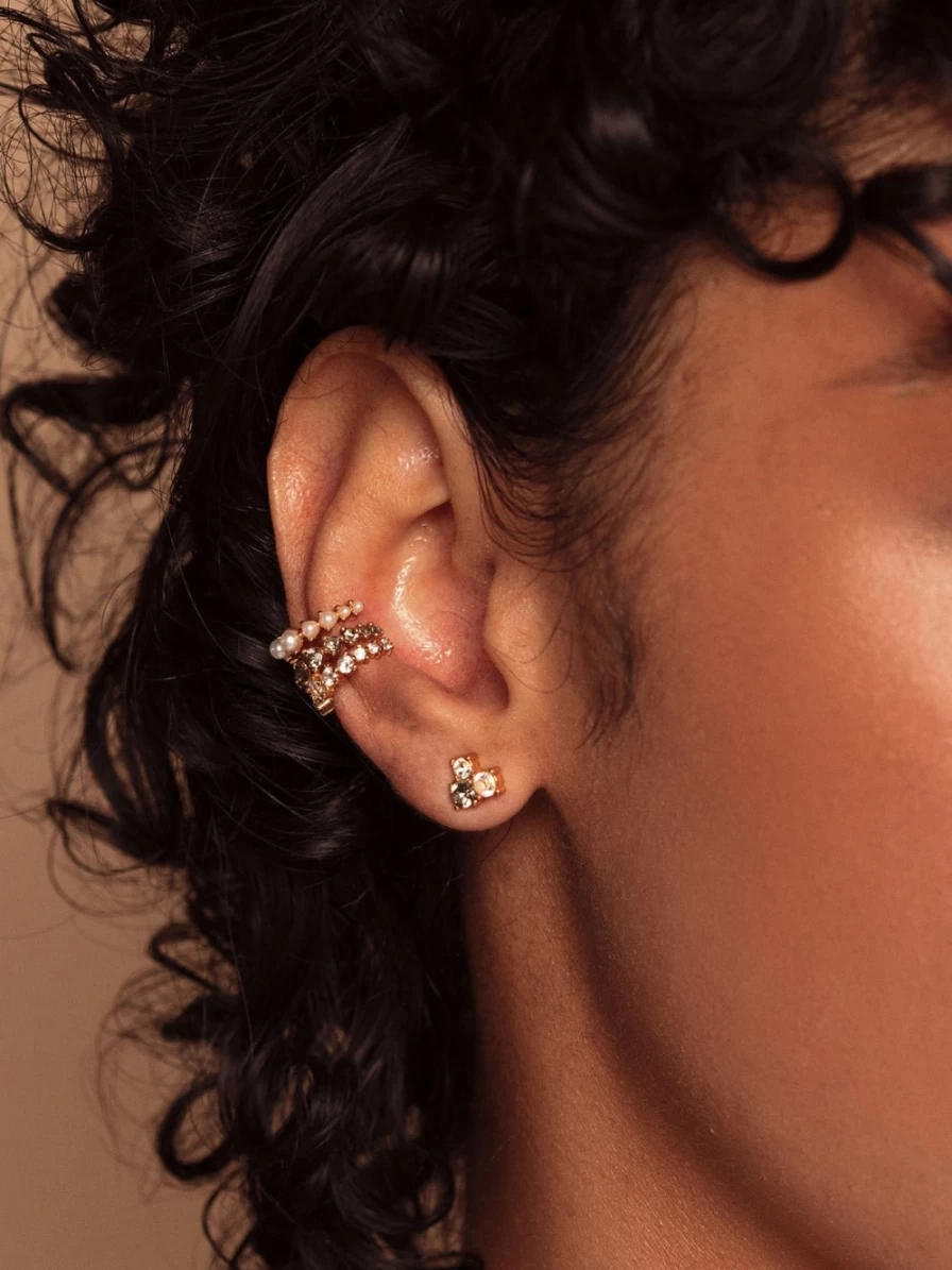 Olive & Piper Taye Studs Earrings in Gold & Green - Elegant Dainty Hoops for Women