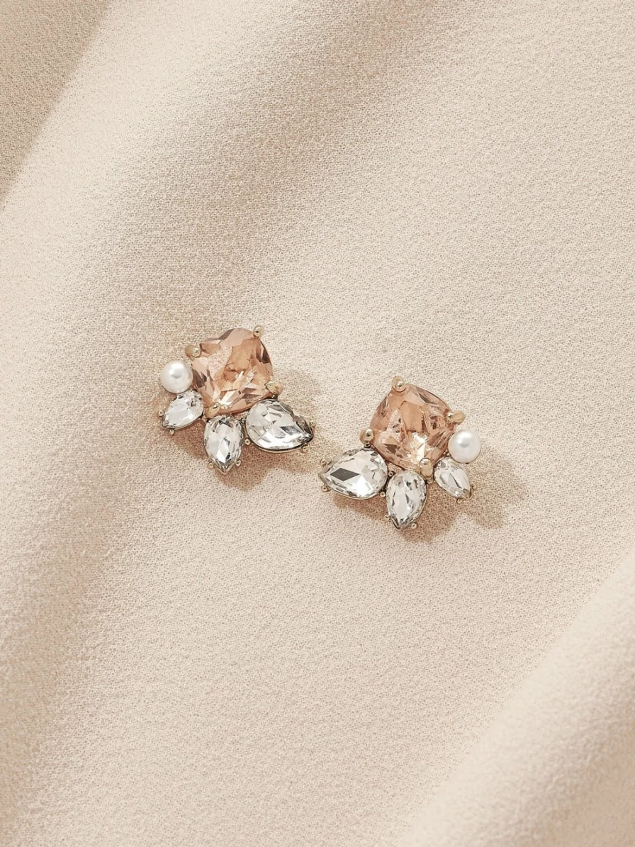 Olive & Piper Viola Stud Earrings in Ox Gold - Elegant Rose Gold Studs for Women