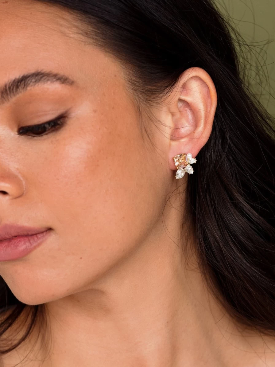 Olive & Piper Viola Stud Earrings in Ox Gold - Elegant Rose Gold Studs for Women