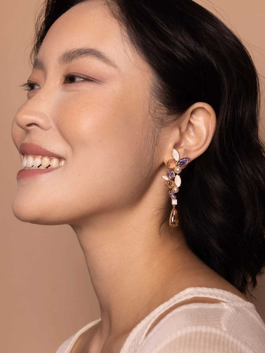 "Olive & Piper Zofia Drops Earrings in Gold & Sorbet | Special Edition"