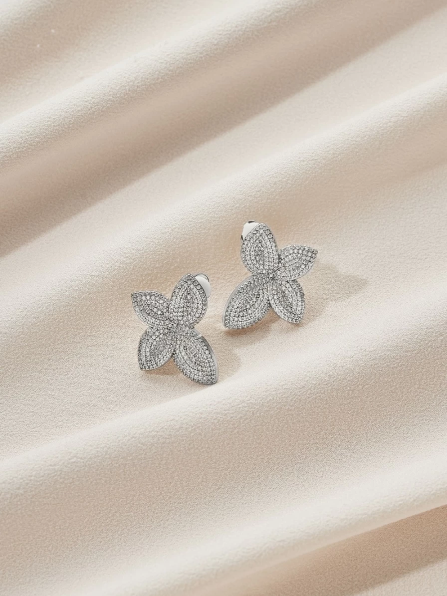 Olive & Piper Primrose Clip-On Stud Earrings – Gold-Tone Elegant Rose Design