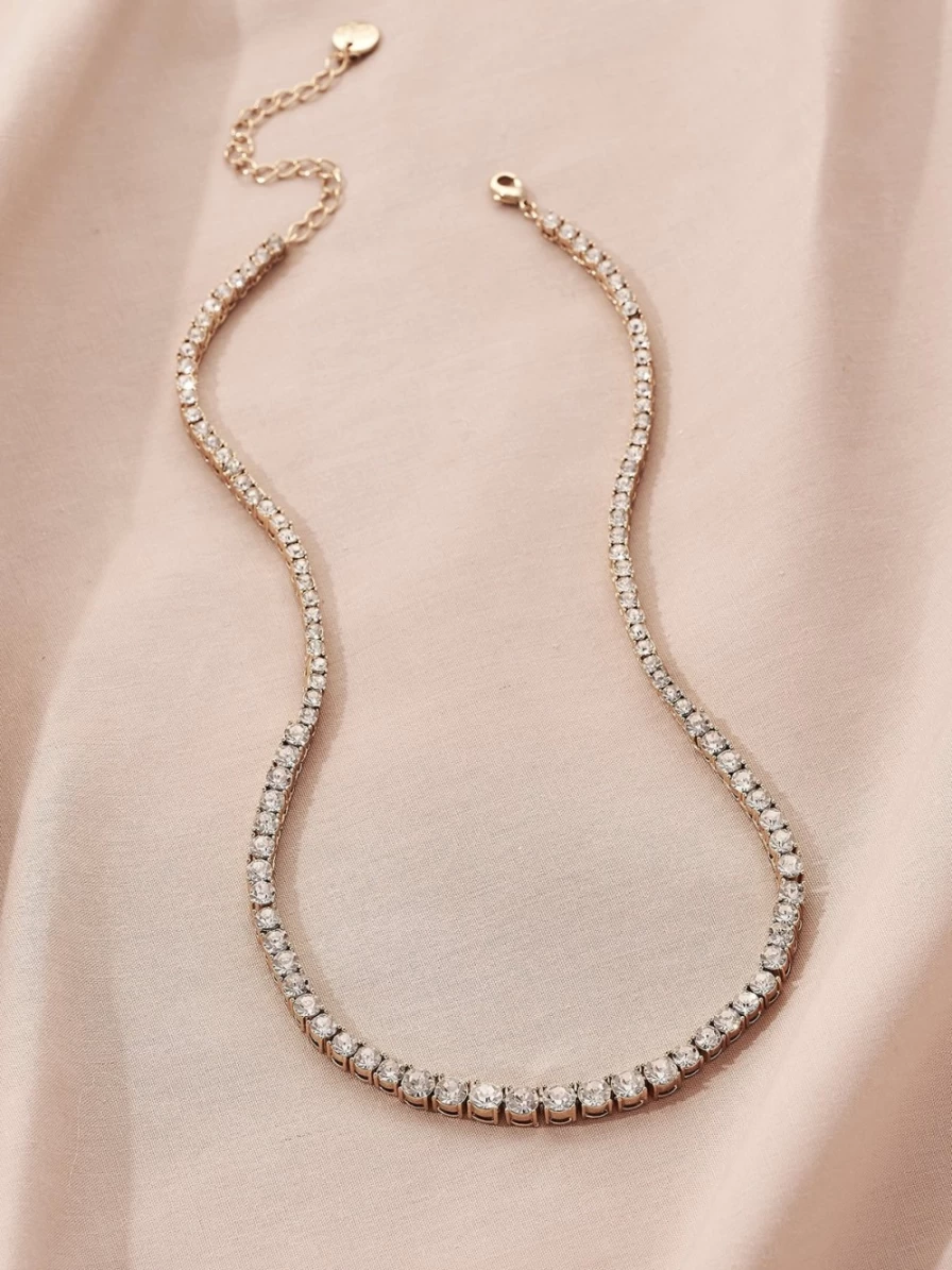 "Olive & Piper Octavia Crystal Necklace in Luxe Ox Gold – Elegant Statement Jewelry"