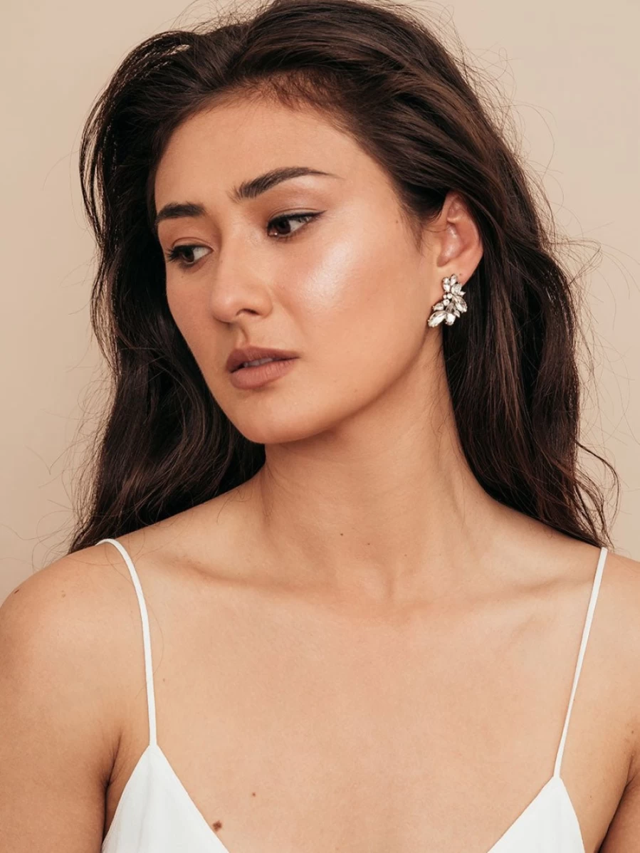 Olive & Piper Porter Cluster Studs Earrings - Stylish Gold-Tone Studs for Women