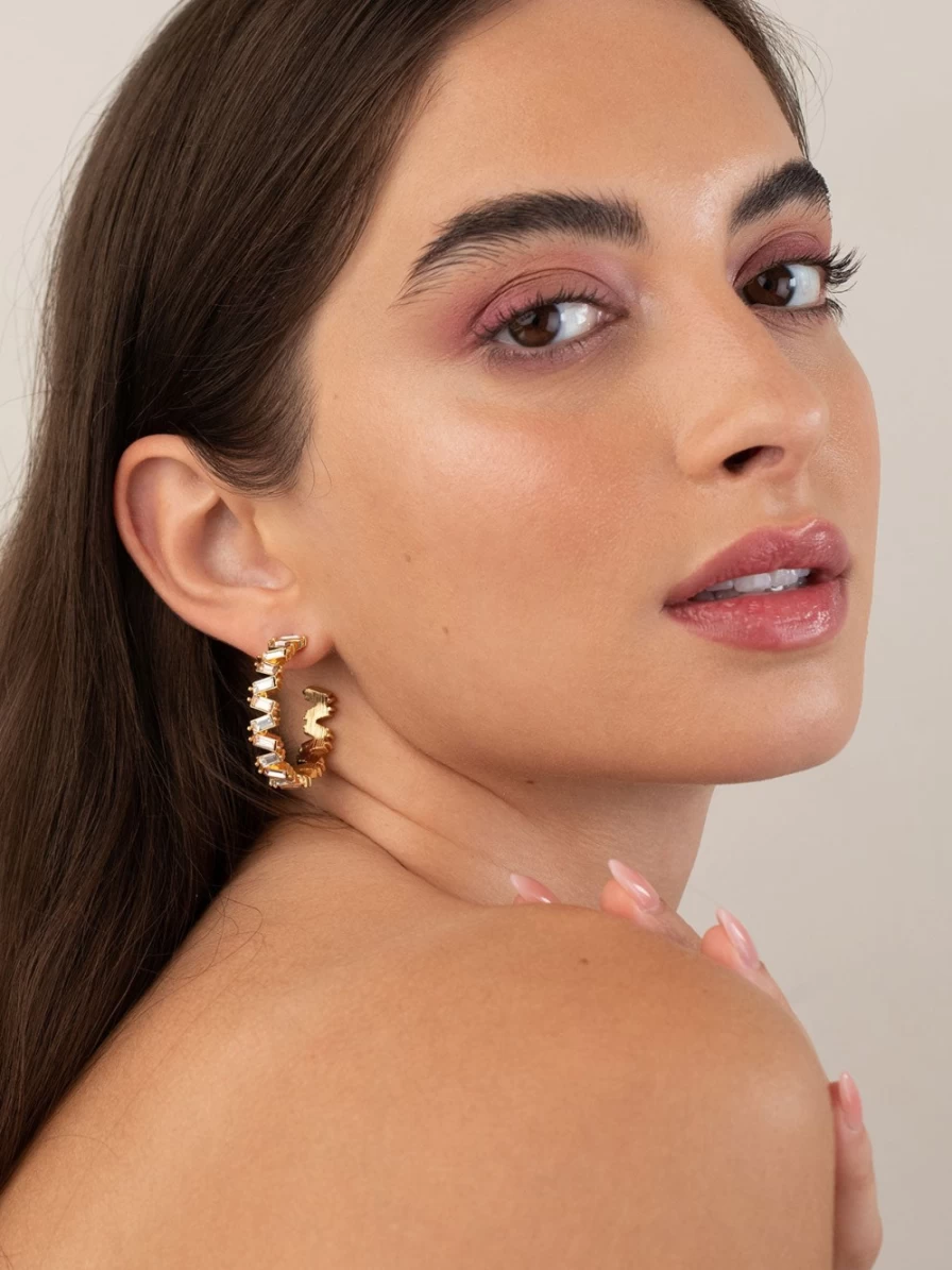 Olive & Piper Isabel Hoops - Gold, Blush & Clear Elegant Earrings for Women
