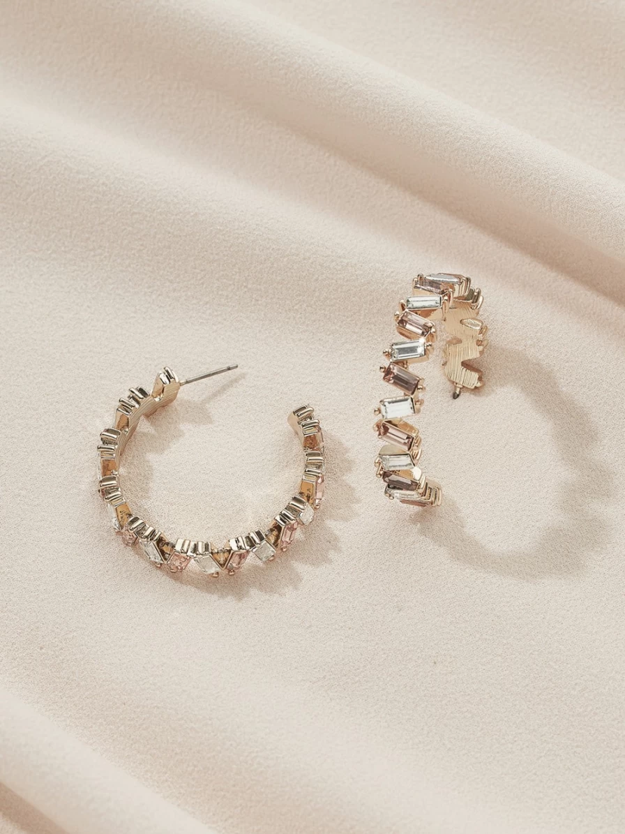 Olive & Piper Isabel Hoops - Gold, Blush & Clear Elegant Earrings for Women