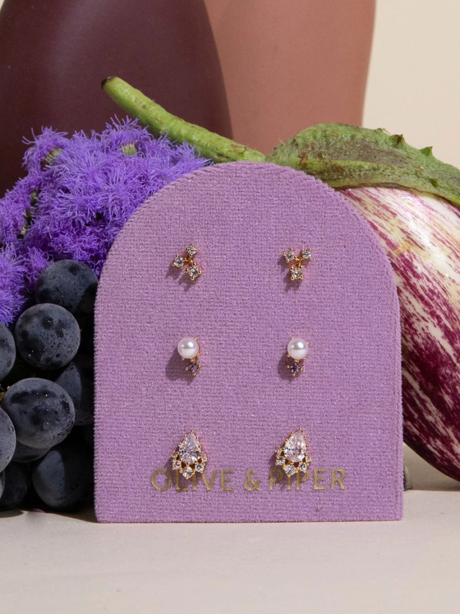 Olive & Piper Gold Violette Petite Stud Earrings Set