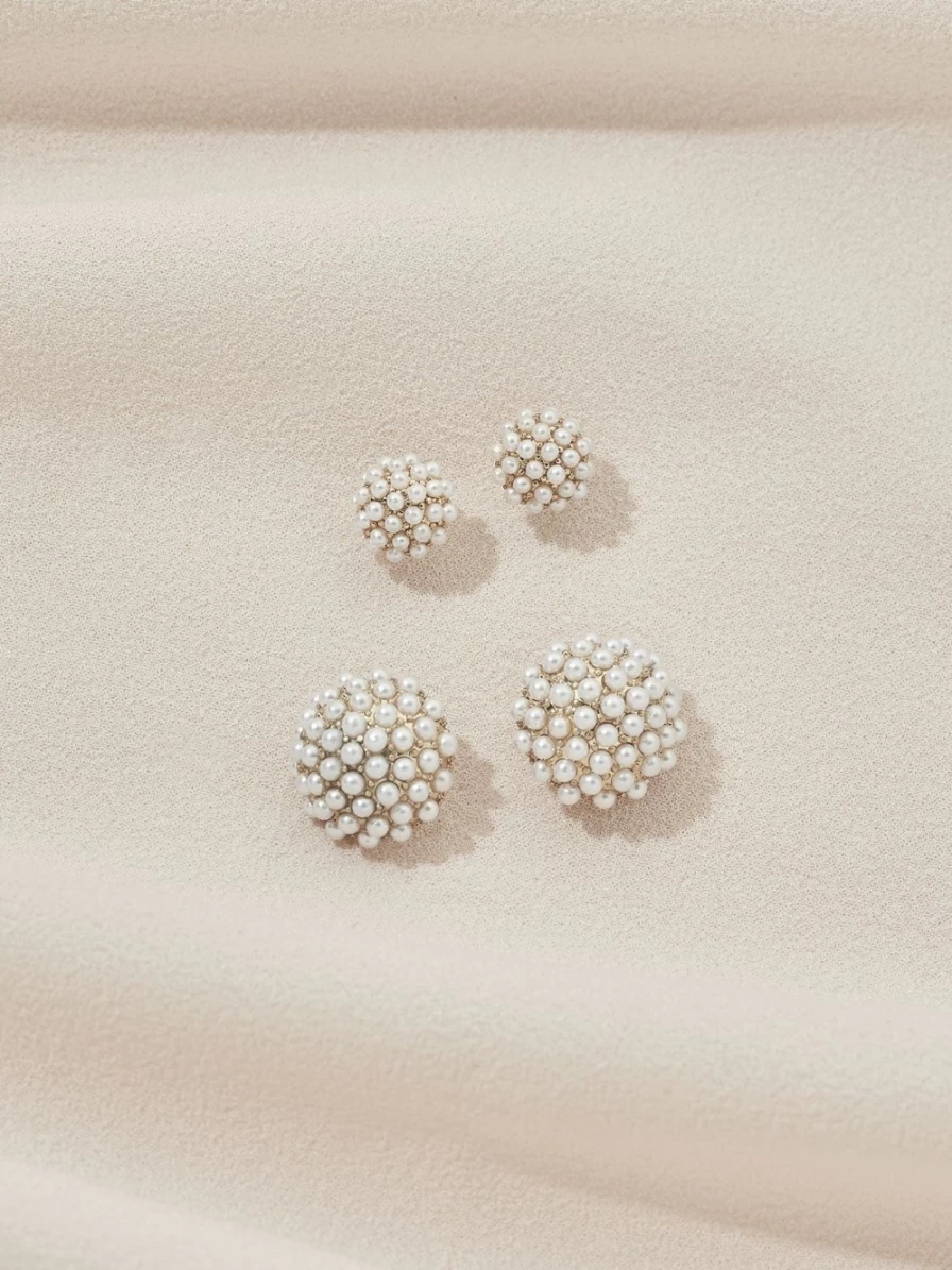 Olive & Piper Gold Mini Pearl Pave Stud Earrings - Elegant & Dainty Jewelry