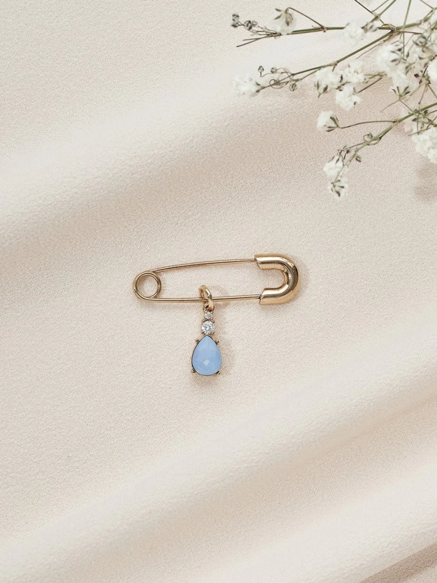 "Olive & Piper Something Blue Pearl Bridal Pin - Elegant Wedding Accessory"