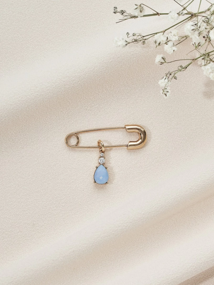 "Olive & Piper Something Blue Pearl Bridal Pin - Elegant Wedding Jewelry for Bride"