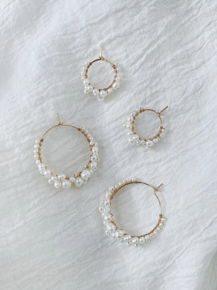 Olive & Piper Cruz Pearl Hoop Earrings in Gold - Elegant Pearl Studded Hoops