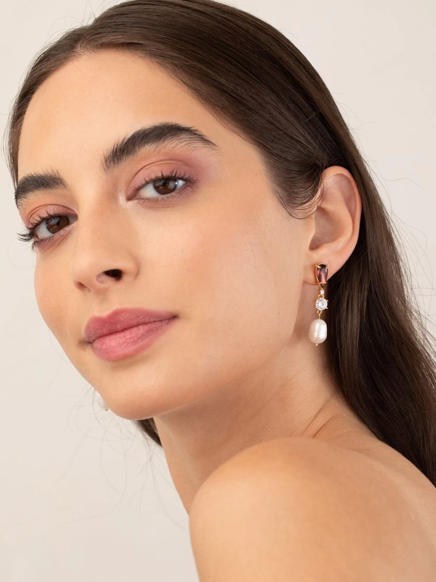 Olive & Piper Gemma Drops Hoop Earrings in Gold & Holly - Elegant Holiday Jewelry