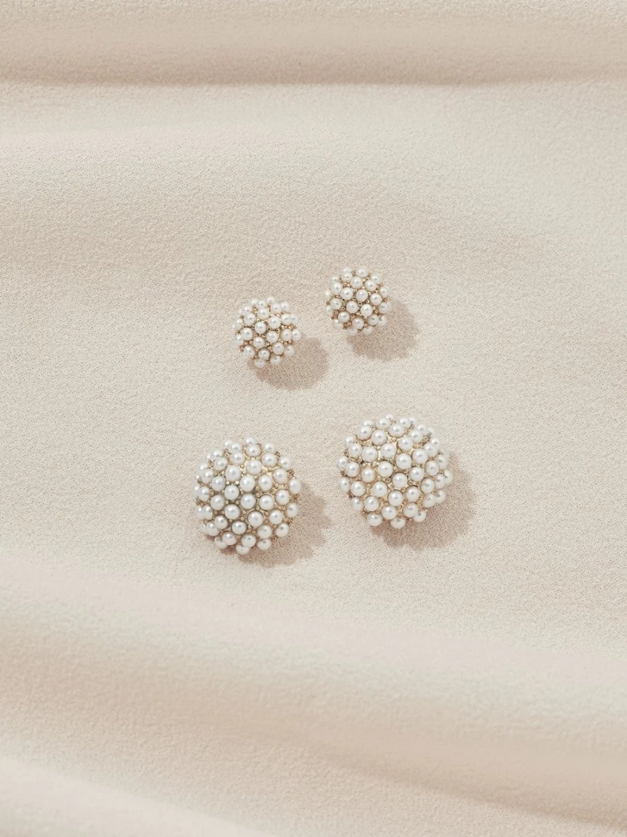 Olive & Piper Gold Mini Pearl Pave Stud Earrings - Elegant & Dainty Jewelry