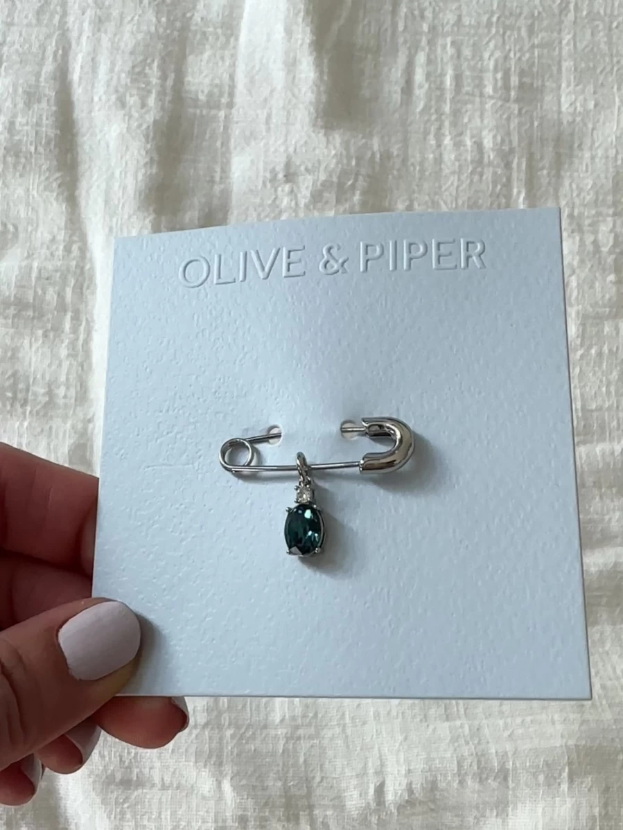 "Olive & Piper Something Blue Oval Pin - Elegant Bridal Jewelry for Weddings"