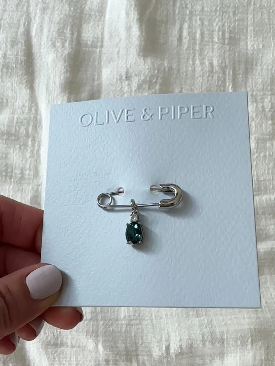 "Olive & Piper Something Blue Oval Pin - Elegant Bridal Jewelry for Wedding"