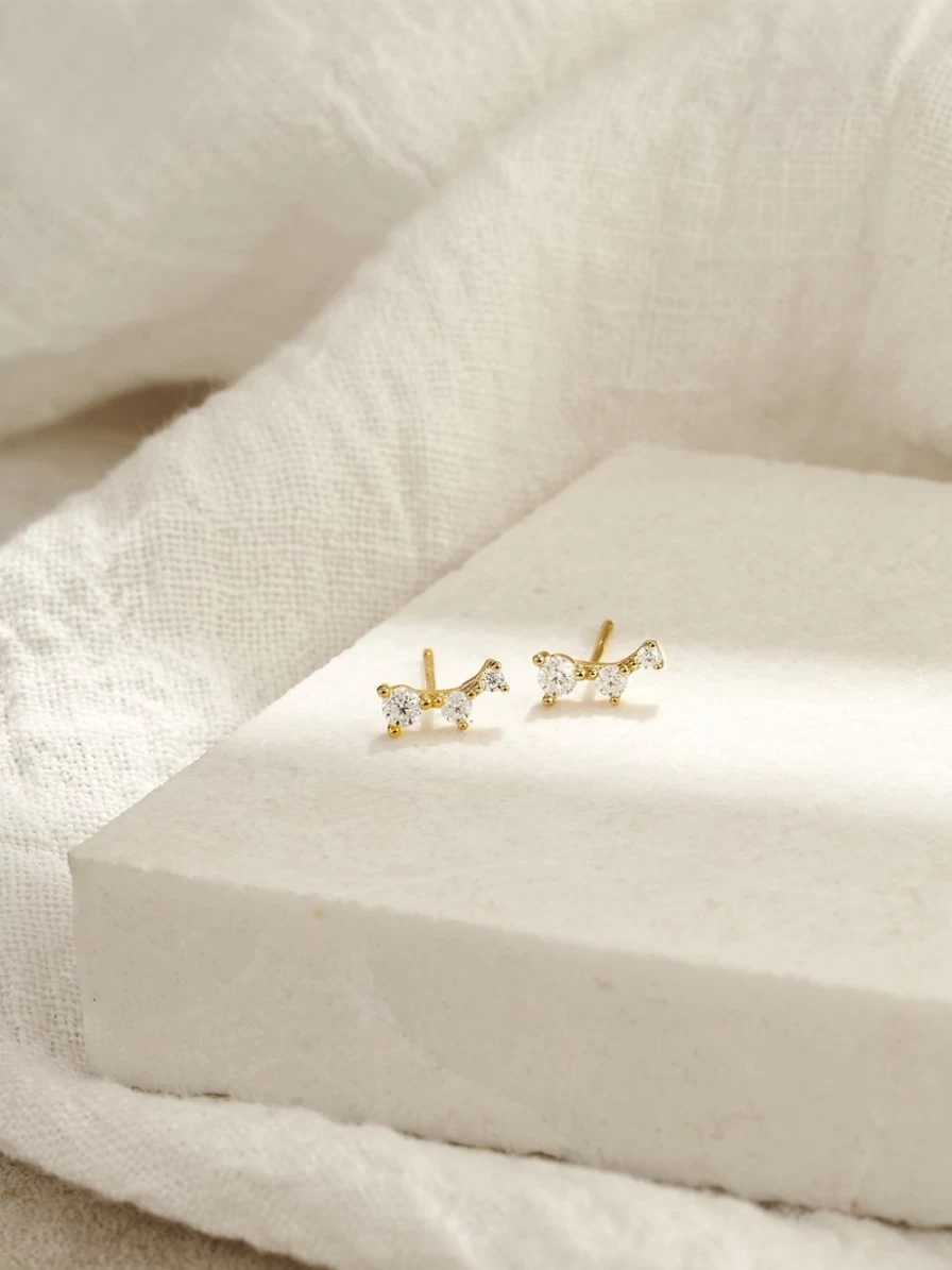 Olive & Piper Ace Studs - 14K Gold Plated Demi-Fine Earrings for Women