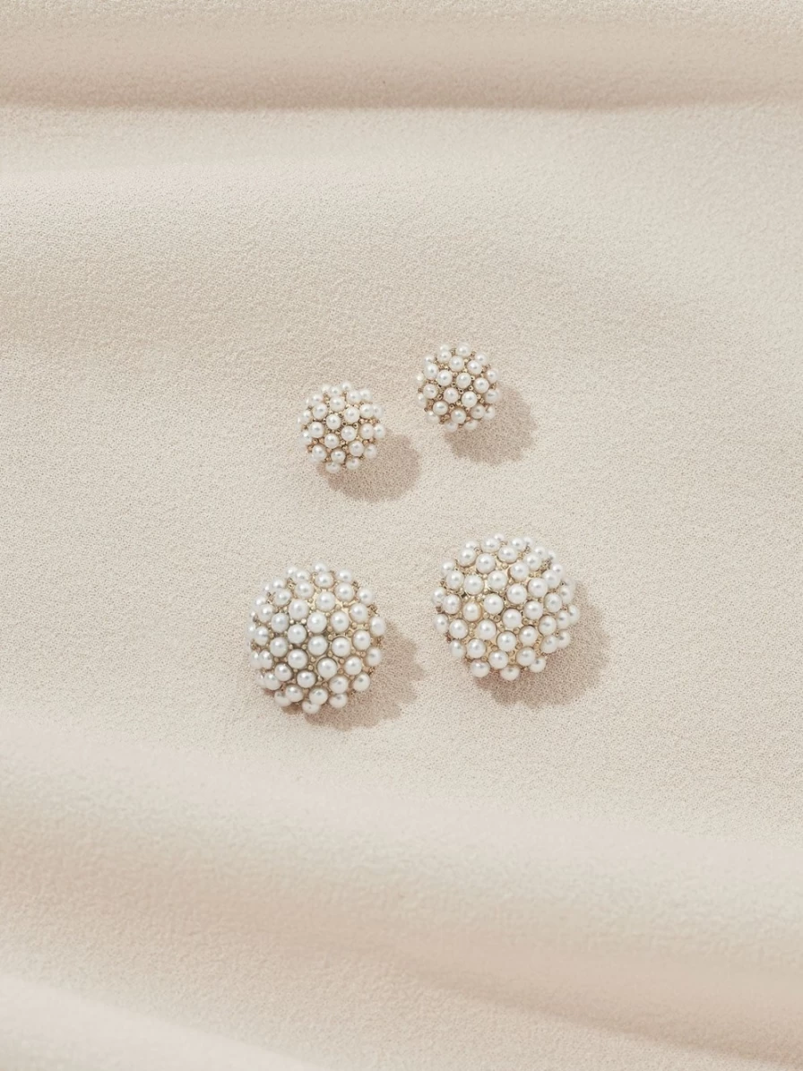 Olive & Piper Gold Mini Pearl Pave Stud Earrings - Elegant & Dainty Jewelry