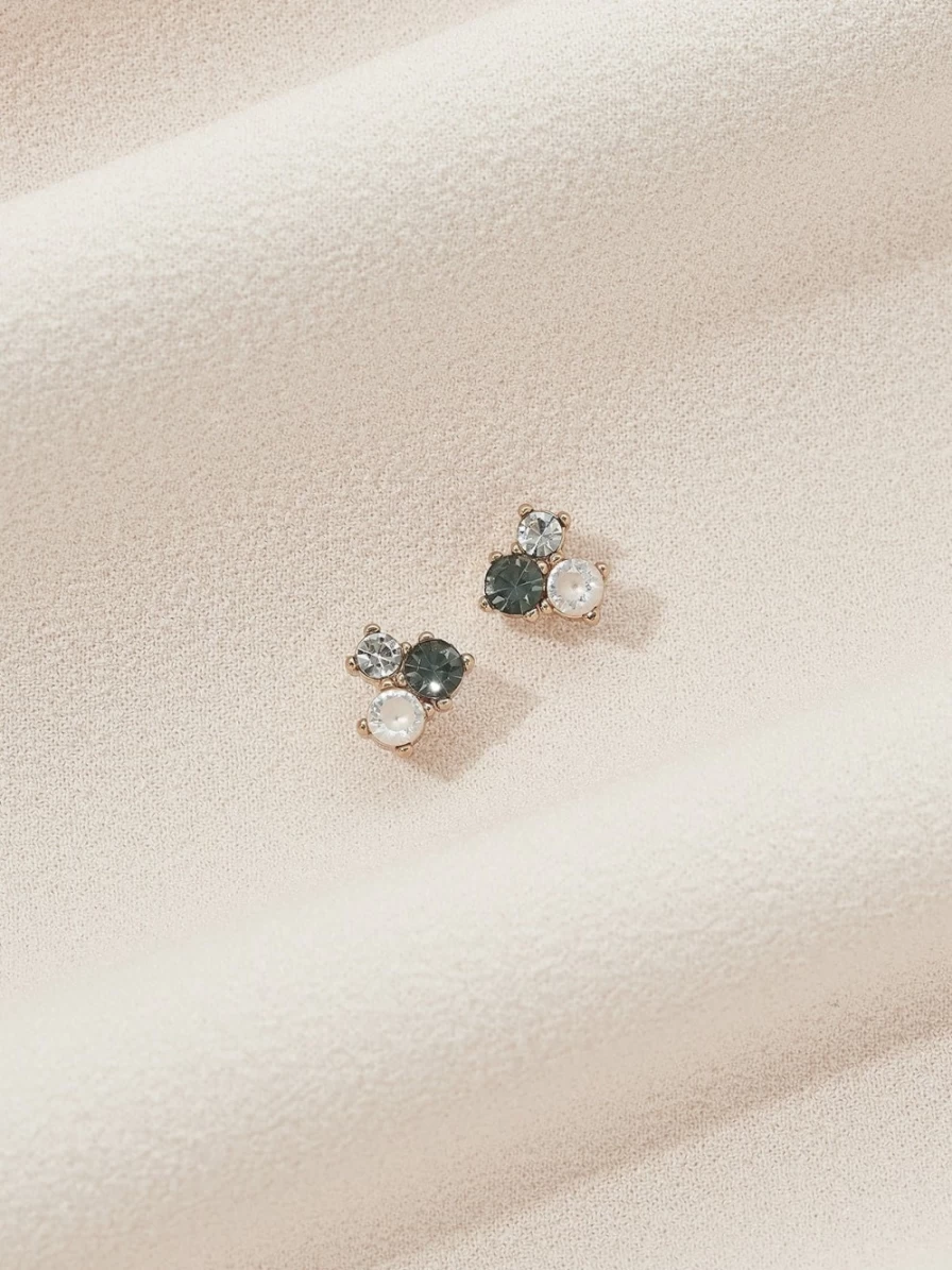 Olive & Piper Taye Stud Earrings in Gold & Green | Elegant Dainty Studs
