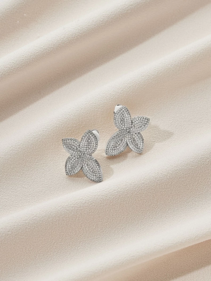 Olive & Piper Primrose Clip-On Stud Earrings – Gold-Tone Elegant Rose Design