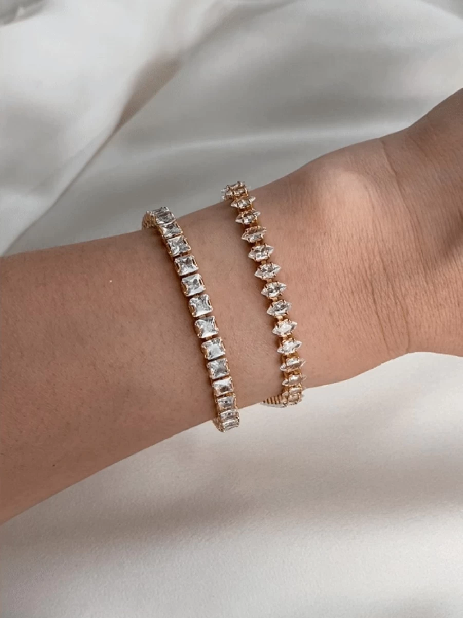 Olive & Piper Pippa Stackable Bracelet Set - 2 Piece Gold & Silver Bangle Bracelets for Women