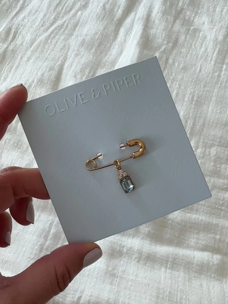 "Olive & Piper Something Blue Emerald Pin - Elegant Bridal Jewelry Gift"