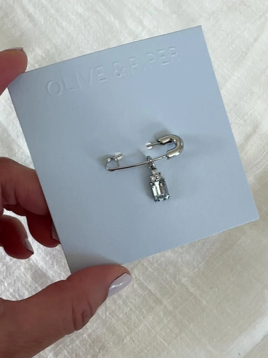 "Olive & Piper Something Blue Emerald Pin - Elegant Bridal Jewelry Gift"