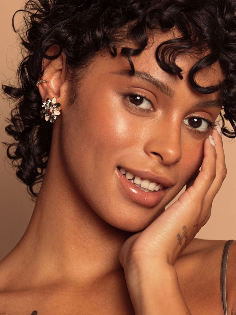 "Olive & Piper Gold Green Birthday Statement Stud Earrings"