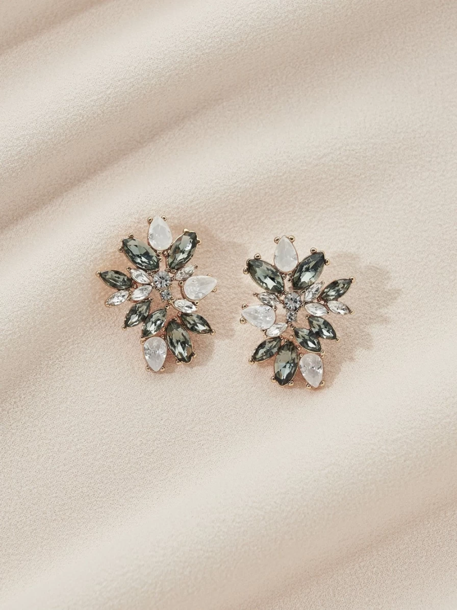 "Olive & Piper Gold Green Birthday Statement Stud Earrings"