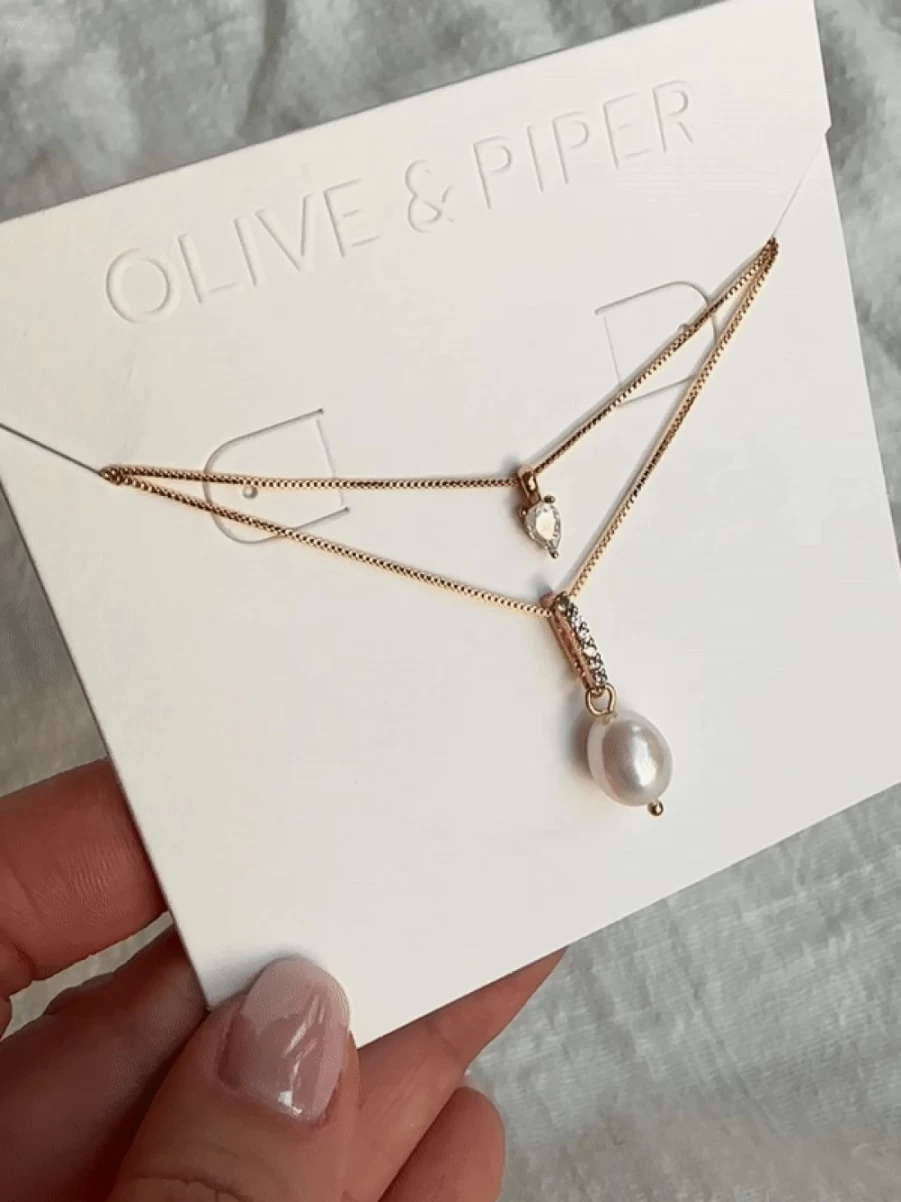 Olive & Piper Alaia Layered Pendant Necklace - Elegant Layered Chain Jewelry for Women