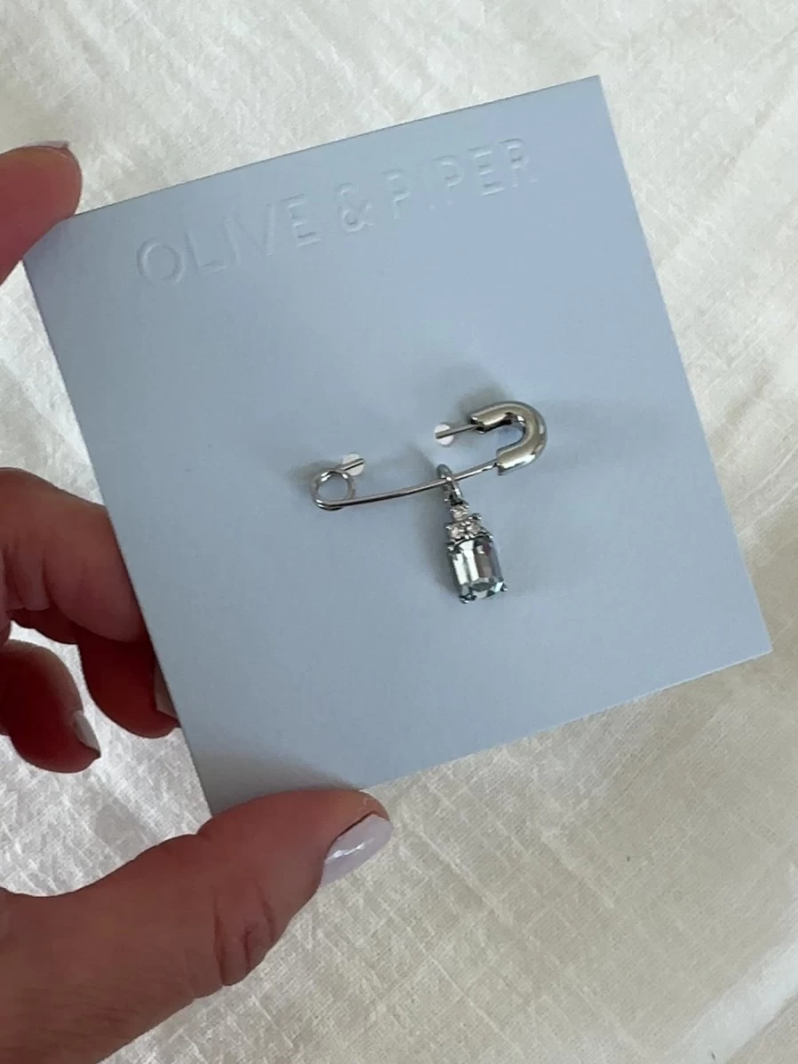 "Olive & Piper Something Blue Emerald Pin - Elegant Bridal Jewelry Gift"
