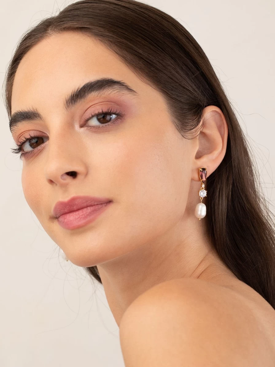Olive & Piper Gemma Drops Hoop Earrings in Gold & Holly - Elegant Holiday Jewelry