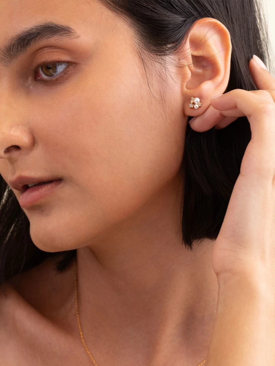 Olive & Piper Nouvelle Small Stud Earrings Set - Minimalist Gold Hoop Studs for Women