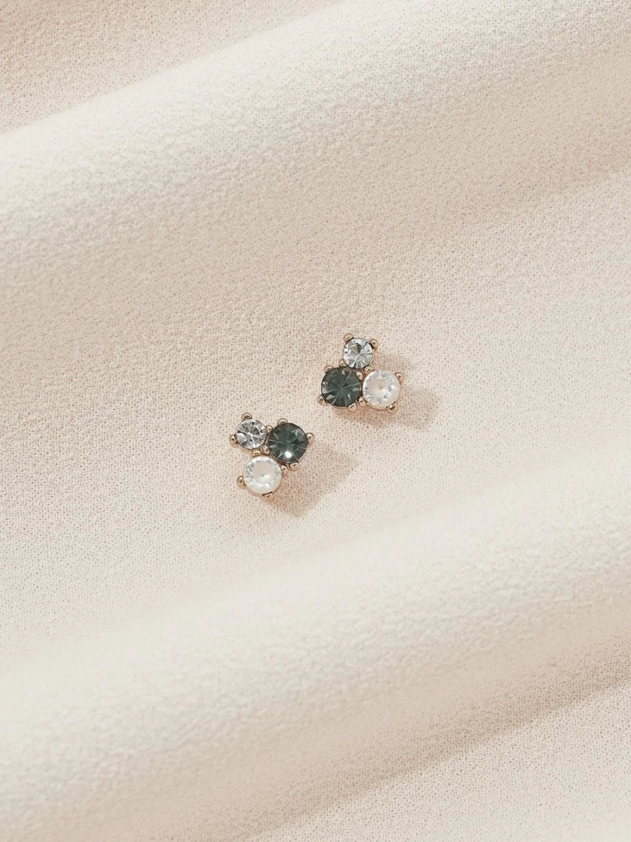 Olive & Piper Taye Stud Earrings in Gold & Green - Elegant Dainty Studs for Women
