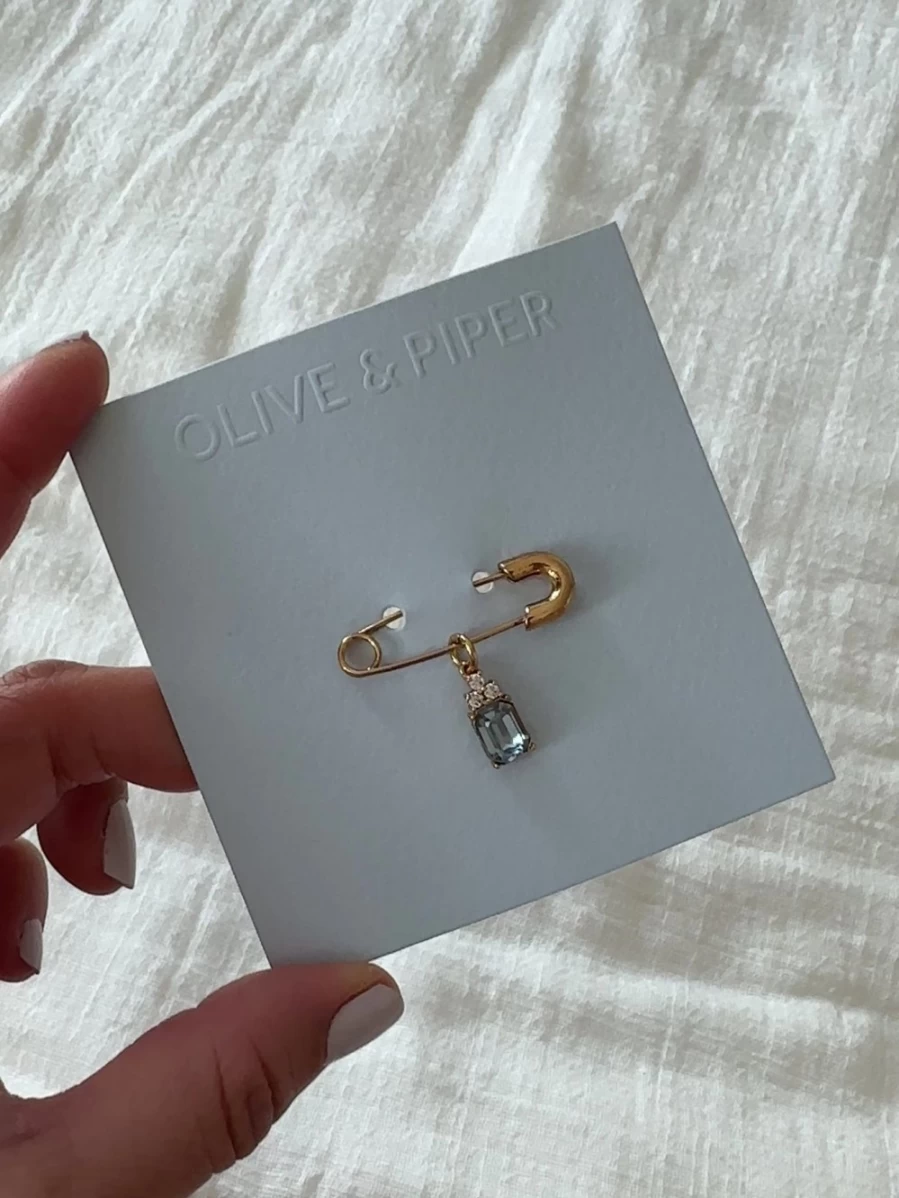 "Olive & Piper Something Blue Emerald Pin - Elegant Bridal Jewelry Gift"